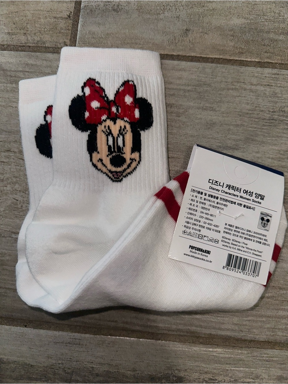 Disney Minnie Mouse White Kids Crew Socks with Red Accent 🎀 - Picture 3 of 5